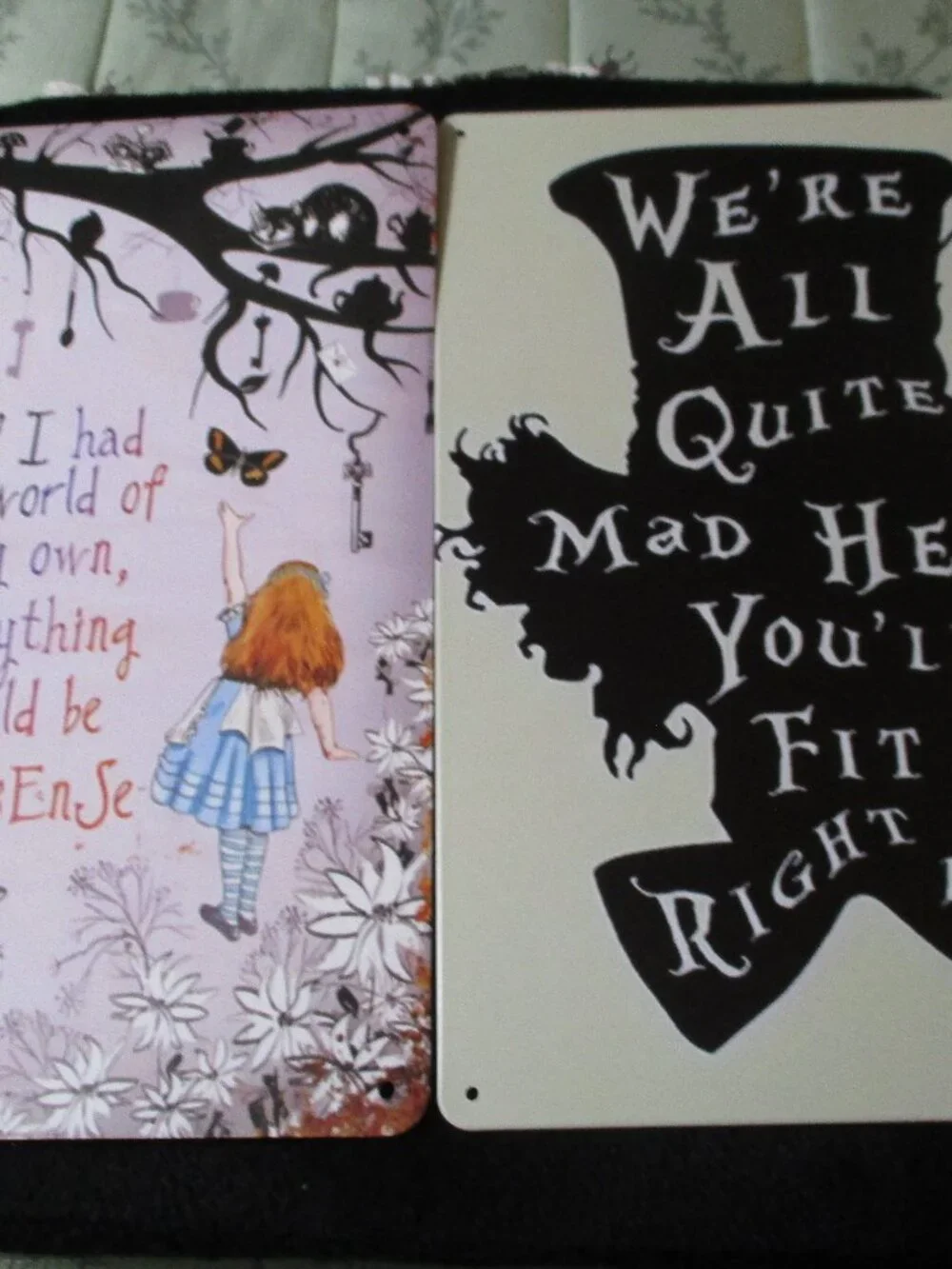Lot of Two Disney Alice in Wonderland Metal Signs